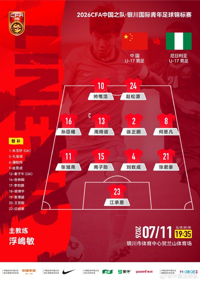 U17国足vs尼日利亚首发:依合散守门,艾比布拉突前 U17国足vs尼日利亚首发:依合散守门,艾比布拉突前