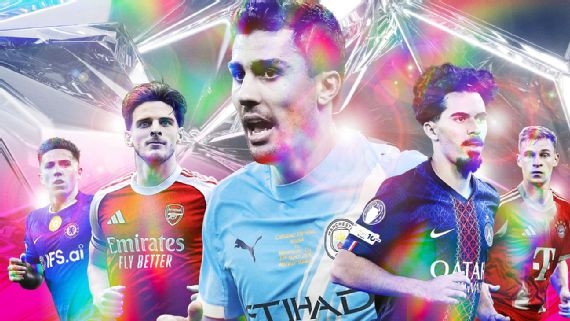 ESPN百大后腰/中前卫:维蒂尼亚居首 赖斯第二罗德里第三